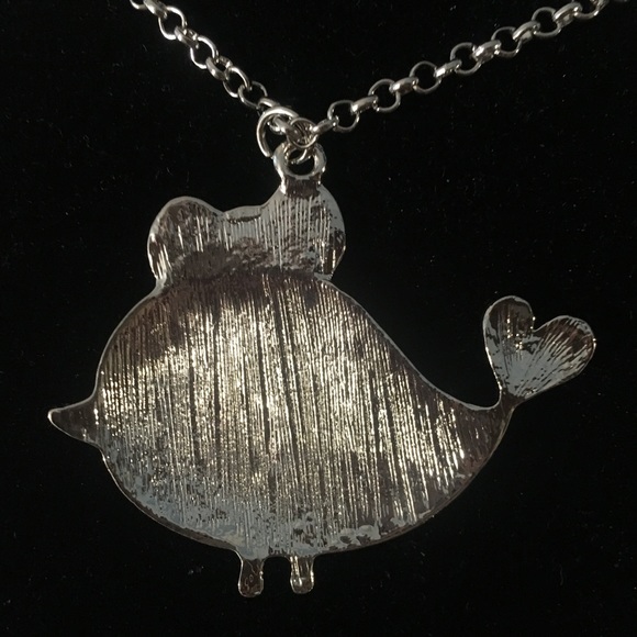 3/$25 Long Enameled Mint Bird Pendant Necklace - Picture 3 of 5